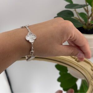 Lucky Alhambra Clover Bracelet – Silver Tone with Logo
